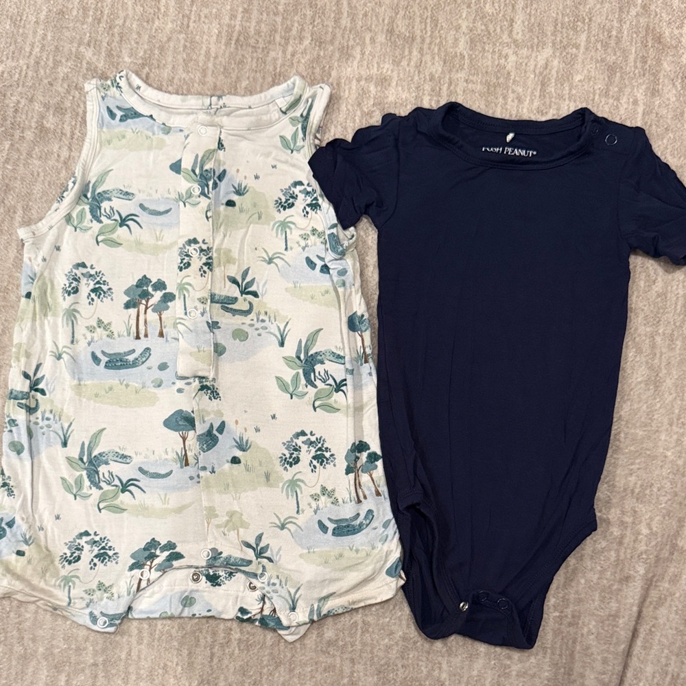 Posh Peanut Blue and Cream Bodysuits